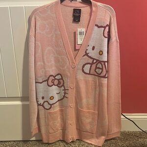 Hello Kitty Pink Knit Cardigan with Graphic Design
